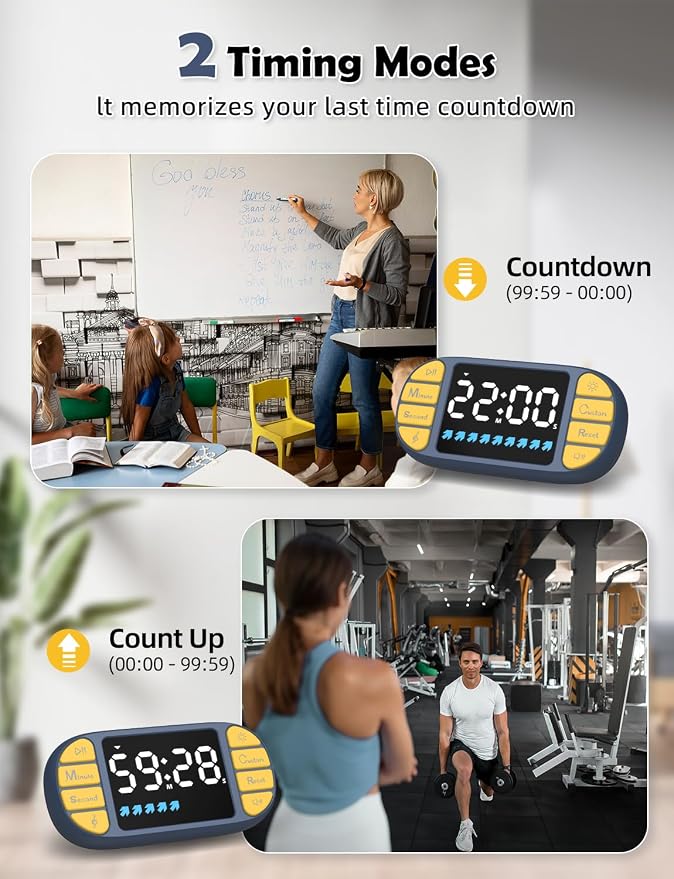 DOOMAY Digital Kitchen Visual Timer: 3.6'' Large LED Display, 3 Brightness - Image 3