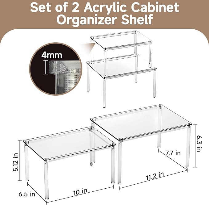 Clear Kitchen Cabinet Organizer, Acrylic Shelves - Image 3