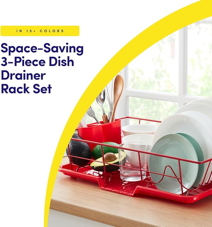 Sweet Home Collection Space-Saving 3-Piece Dish Drainer Rack Set: Efficient - Image 4