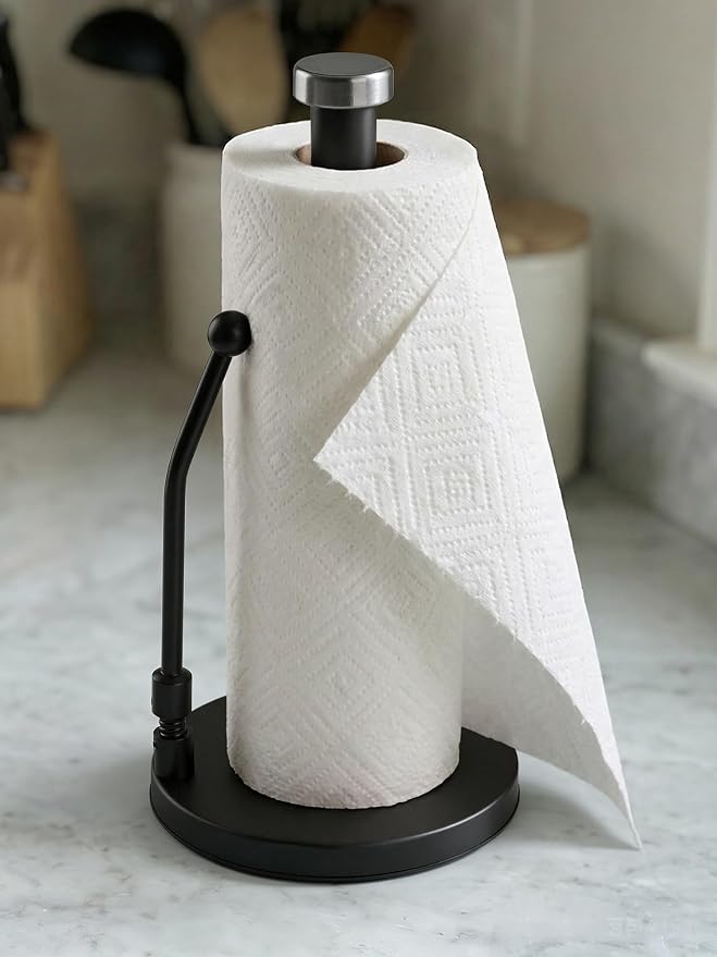 SMARTAKE Paper Towel Holder, Paper Towel Dispenser Standing Weighted Base Non - Image 9