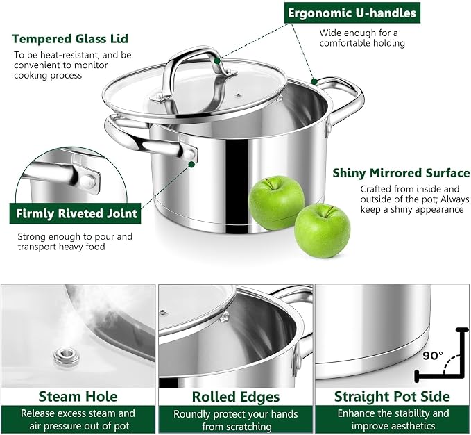 P&P CHEF 8 Quarts Cooking Stock Pot - Image 3