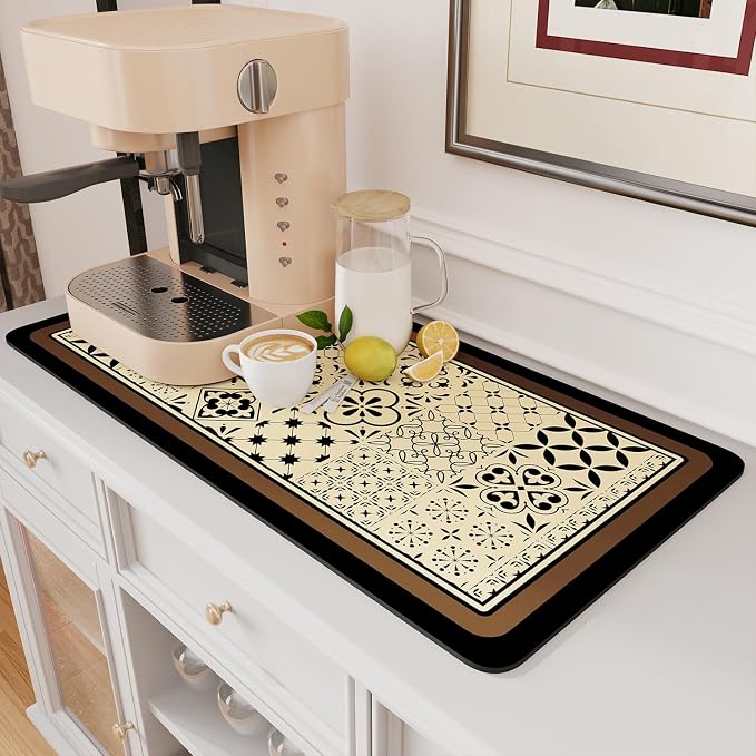 AMOAMI Coffee Mat Hide Stain Rubber Backed Absorbent Dish Drying Mat by AMOAMI