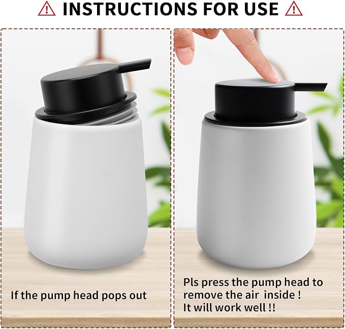 Soap Dispenser Ceramic with Easy-to-Press Pump Hand Lotion Liquid Dispenser - Image 9