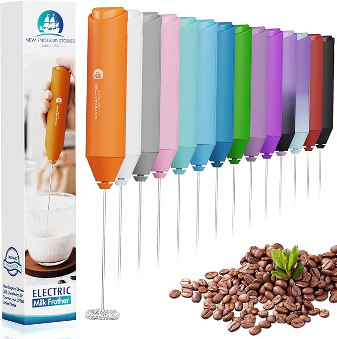 Powerful Milk Frother Handheld Foam Maker, Mini Whisk Drink Mixer by NewEnglandStories