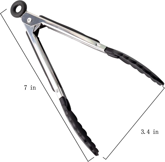 7 Pack Kitchen Tongs Set 7-Inch Color Mini Small Food Tongs - Image 4