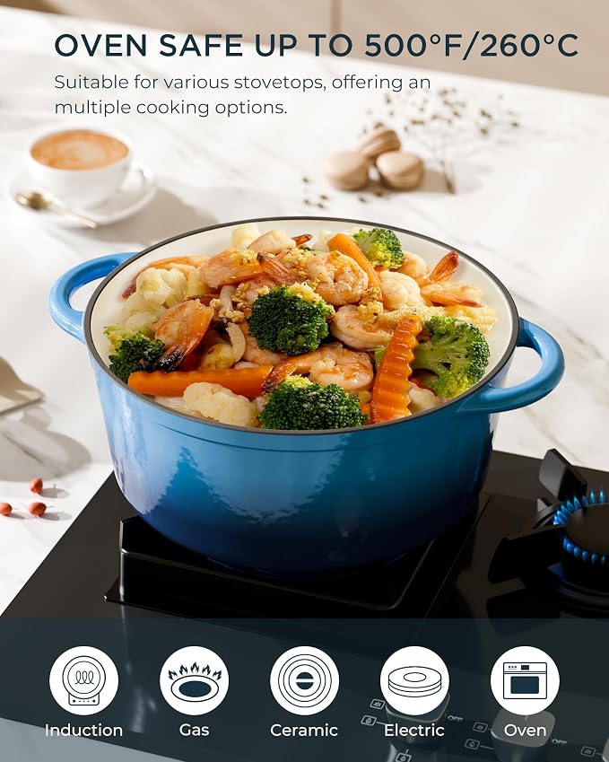 Enameled Cast Iron Dutch Oven - 6QT Pot - Heavy-Duty Cookware - Image 5