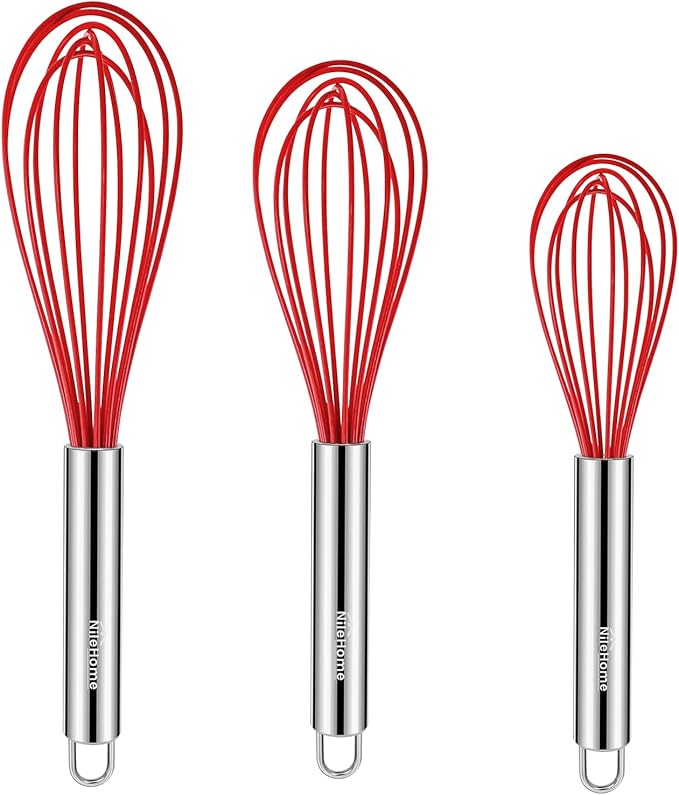 NileHome Whisk Commercial Stainless Steel wisk & Silicone Non-Stick Coated by NileHome