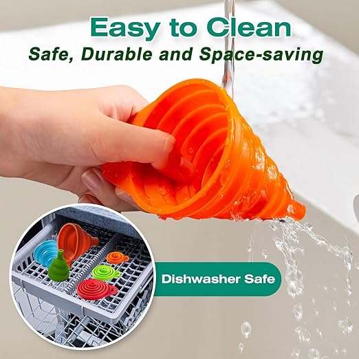 Kitchen Funnel Set of 6, Large Medium and Small, 2025 Upgrade Silicone Kitchen - Image 6