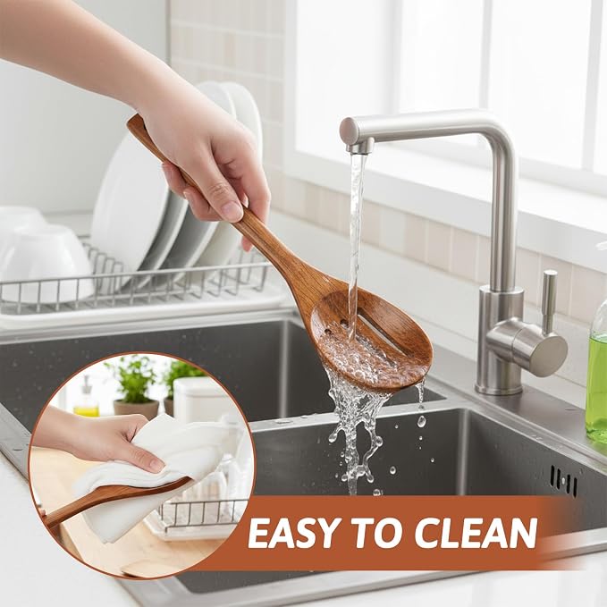 3PCS Wooden Spoons for Cooking 12 inch Non Scratch Woodens Spatulas Set - Image 7