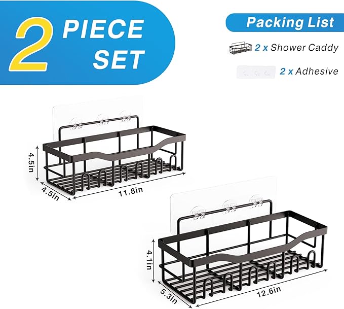 EUDELE Shower Caddy 2 Pack, Adhesive Organizer - Image 7