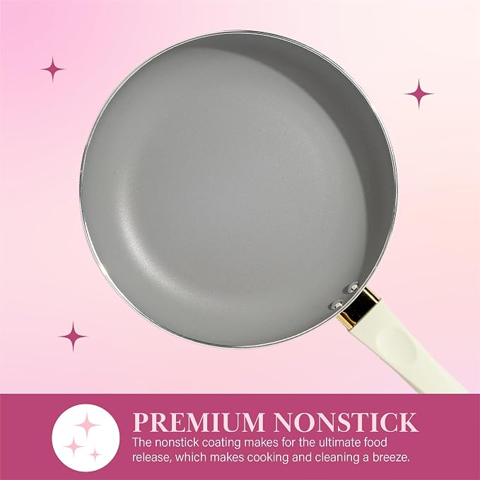Paris Hilton Epic Nonstick Pots and Pans Set, Tempered Glass Lids, Soft Touch - Image 5