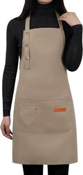 Apron for Men Women with Adjustable Straps and Large Pockets, Canvas Cotton by LOYGLIF