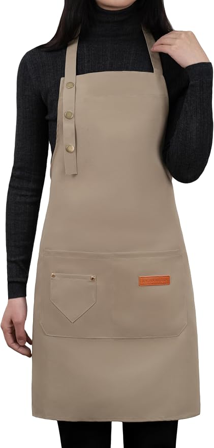 Apron for Men Women with Adjustable Straps and Large Pockets, Canvas Cotton by LOYGLIF
