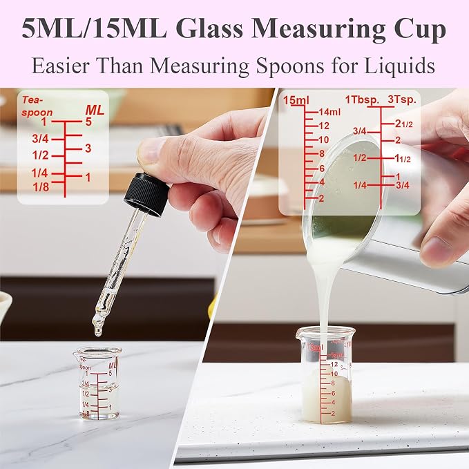 Ackers 4-Piece Glass Measuring Cup Set, Borosilicate Beaker Style Nesting - Image 2