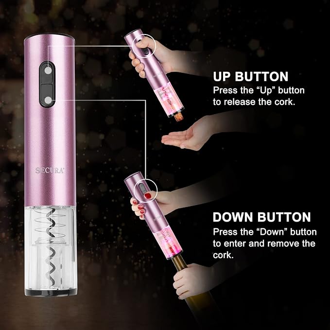 Secura Electric Wine Opener, Automatic Electric Wine Bottle Corkscrew Opener - Image 5