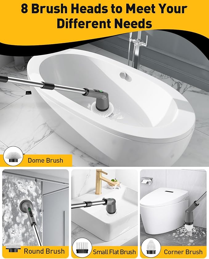 Electric Spin Scrubber for Cleaning Bathroom, Shower Scrubber Cordless Cleaning - Image 4