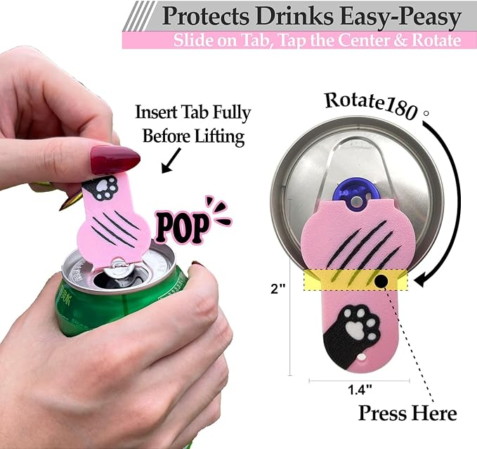 Soda Can Tab Opener Mini Soda Can Cover Easy Tab Opener and Drink Protector - Image 2