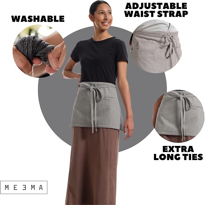MEEMA Chef Waist Apron Cotton Fabric |Washable & Breathable Waitress & Server - Image 5