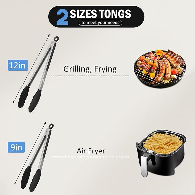 Tongs for Cooking, 600ºF High Heat-Resistant Stainless Steel Kitchen Tongs - Image 7