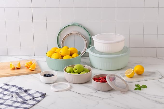 COOK WITH COLOR Prep Bowls with Lids- Wide and Deep Nesting Plastic Small - Image 8