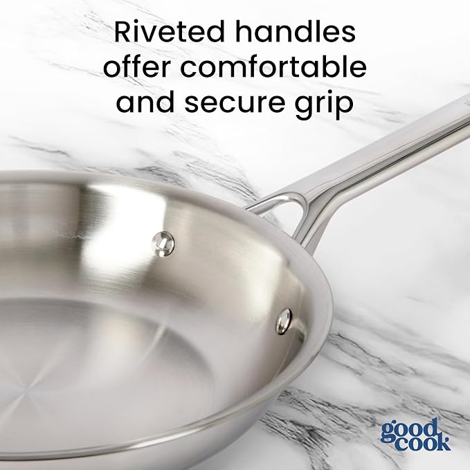 GoodCook Stainless Steel Fry Pan 10-Inch, Oven-Safe to 500F & Induction-Safe - Image 6