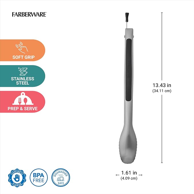 Farberware Stainless Steel Kitchen Tongs 12 Inch Locking Heat Resistant - Image 2