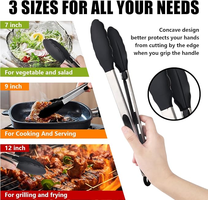 Kitchen Tongs with Silicone Tips, Kitchen Tongs, Cooking Tongs, Premium - Image 7
