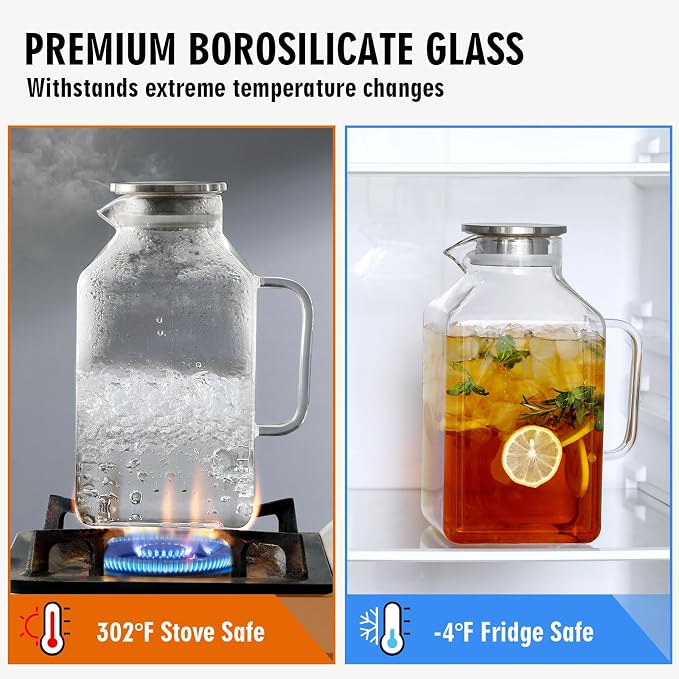 2 Pack 1 Gallon Square Glass Pitcher - Image 6