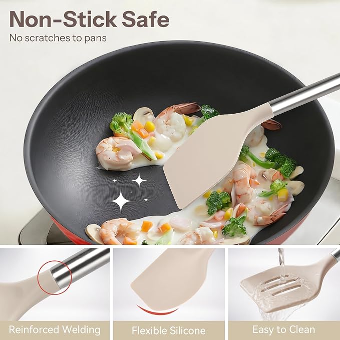 NCUE Silicone Cooking Utensils Set, Food Grade Silicone and Stainless Steel - Image 6