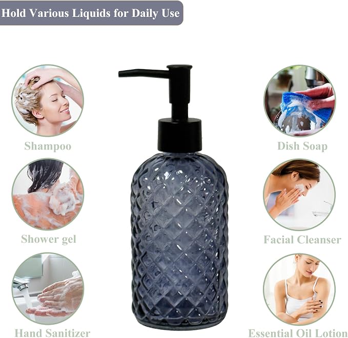 Glass Dish Soap Dispenser for Kitchen, 13.5oz Refillable Liquid Hand Soap - Image 5