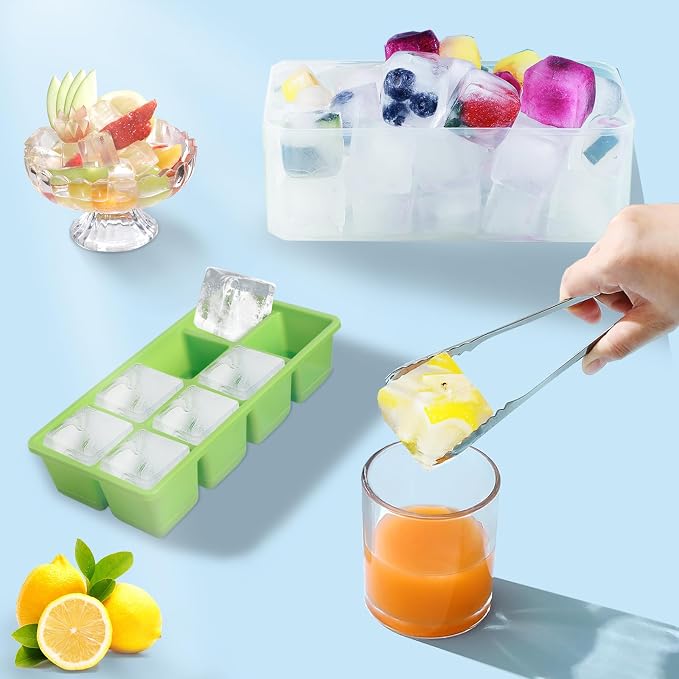 Ice Trays for Freezer with Lid and Bin, JRISBO 6 Pack Silicone Ice Cube Tray - Image 4