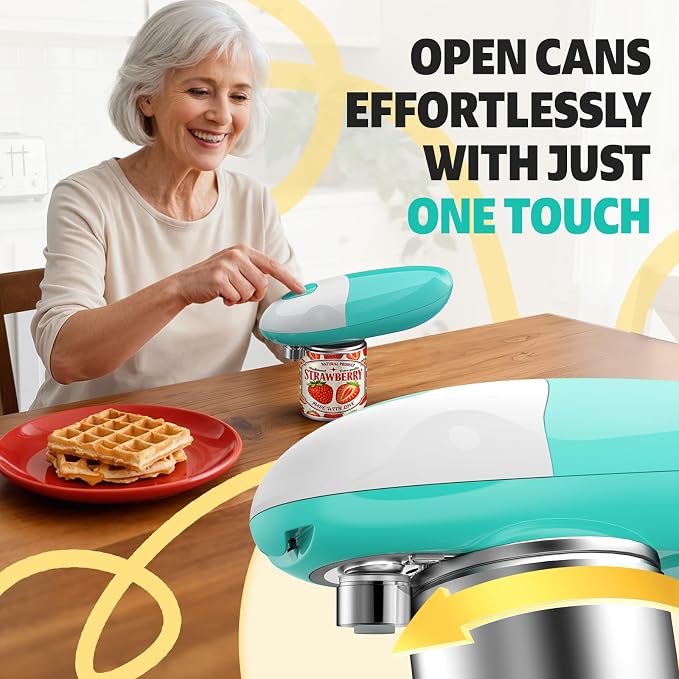 Handsfree One Touch Electric Can Opener, Smooth Edge Automatic Can Opener Fits - Image 2