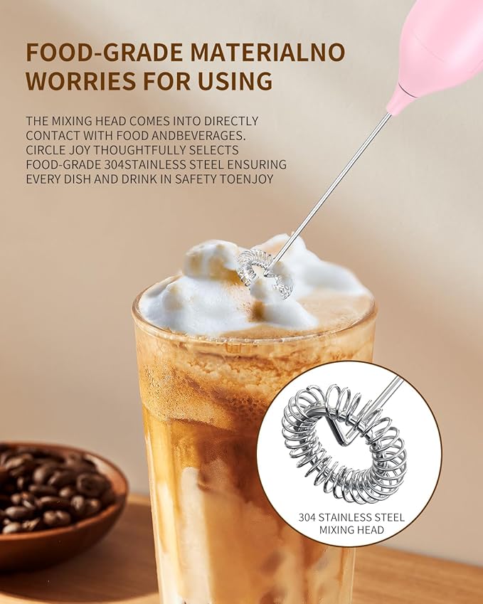 CIRCLE JOY Milk Frother Handheld Rechargeable Milk Foamer Electric Mini Drink - Image 5