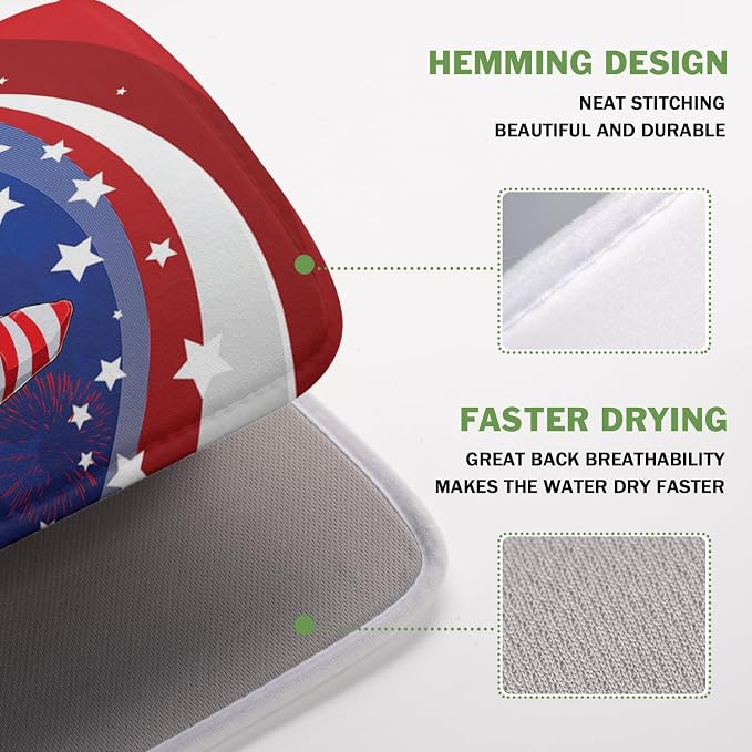 Kawani 4th of July Dish Drying Mat 16x18 Inch Spring Summer Patrioti Gnome - Image 4