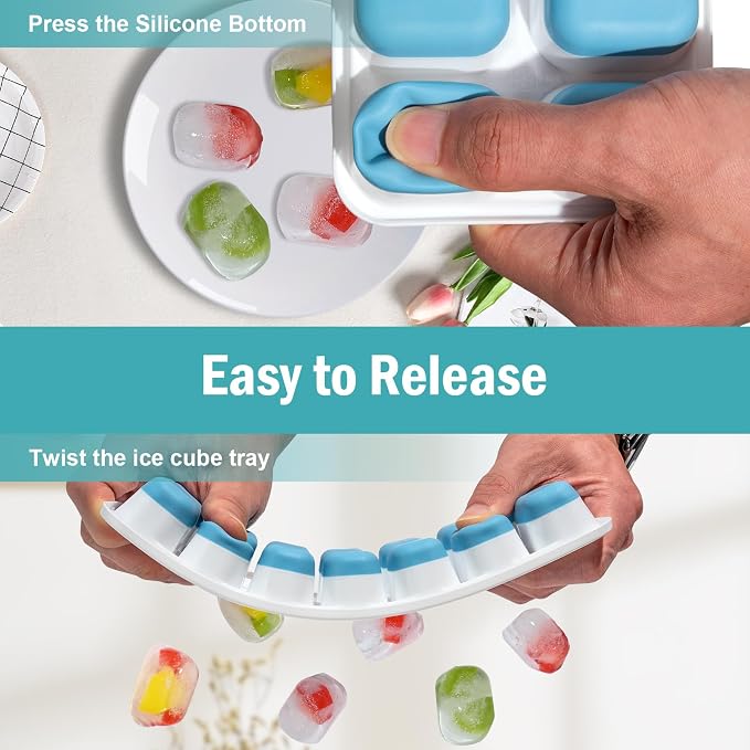 Ice Cube Trays for Freezer – 5 Pack 70 Cubes Total, Reinforced Snap Lids That - Image 3