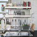 Over The Sink Dish Drainer Drying Rack, Full Stainless Steel 3-Tier Adjustable by Shrivee