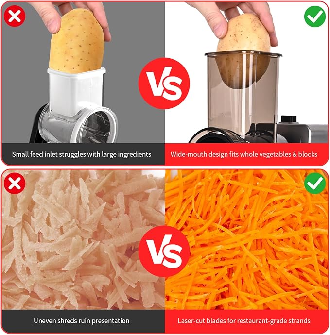 Electric Cheese Grater, 250W Electric Professional Salad Maker & Vegetable - Image 8