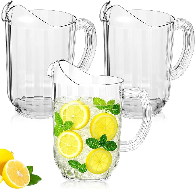 Tessco for you 3 Pcs Plastic Pitchers 60 Ounce Clear Restaurant Jug Large Water by Tessco