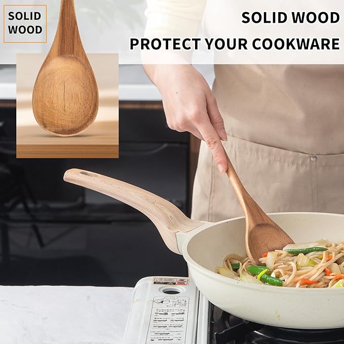 Wooden Spoonsfor Cooking2PCS, Acacia Wood Spoon 12.6" Wooden Utensils - Image 4