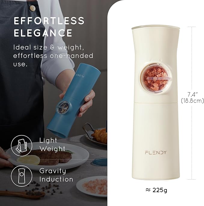 Flendy Gravity Electric Salt and Pepper Grinder Set Rechargeable, Automatic - Image 3