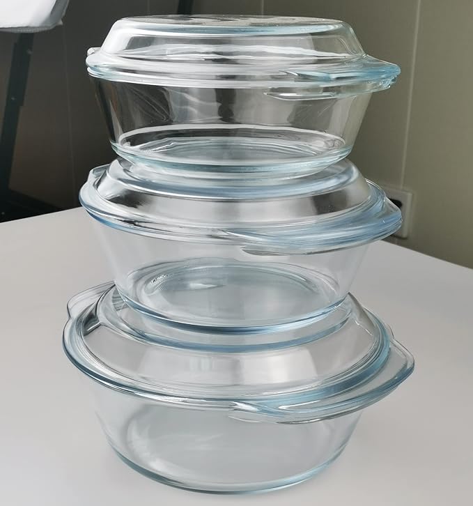 Casserole Baking Dish with 2 pcs, 1 QT large, Round with Handle and Lid - Image 6