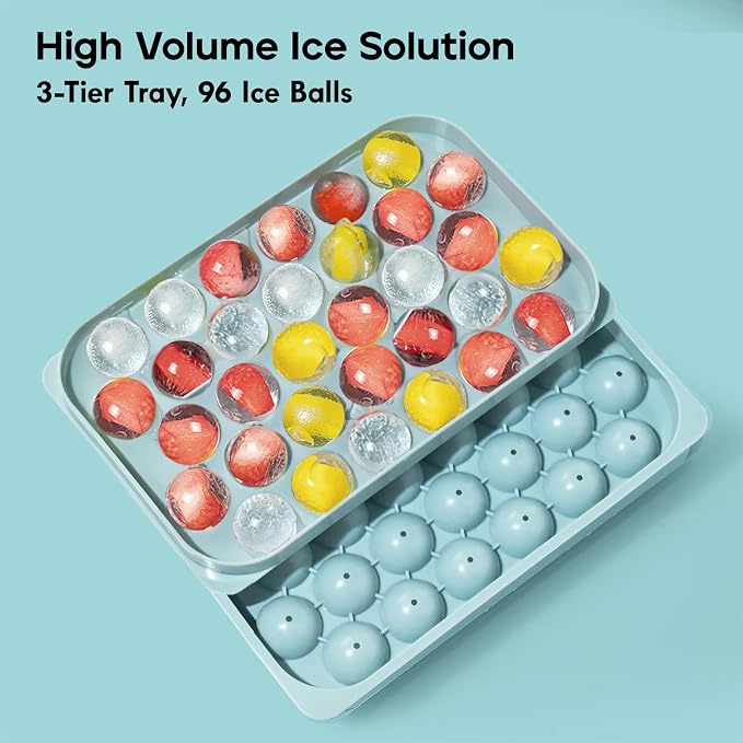 Ice Cube Trays with Lid and Bin, 0.8 IN Small Round Ice Cube Mold - Image 2