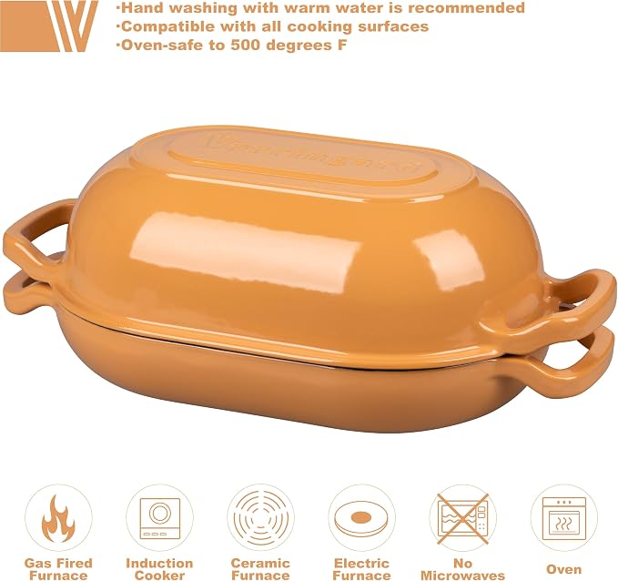 VORRINGARD Enameled Cast Iron Sourdough Bread Oven, Dutch Oven, Loaf Cast Iron - Image 3