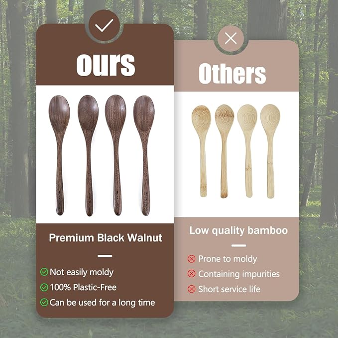 Black Walnut Wood Coffee Spoons, Long Spoon - Image 4