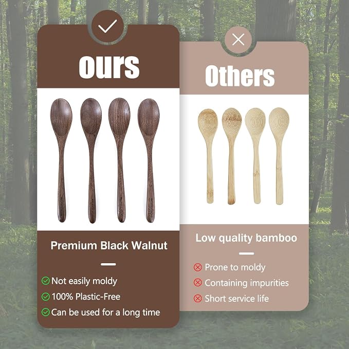 Black Walnut Wooden Spoons, Eco-Friendly Japanese Kitchenware Set, Natural Wood - Image 5