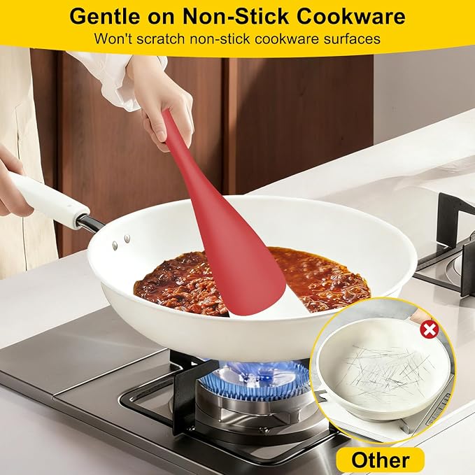 Beijiyi 3 Pack Silicone Cooking Spoons, 12.6 In Multifunction Spatula Spoon - Image 5