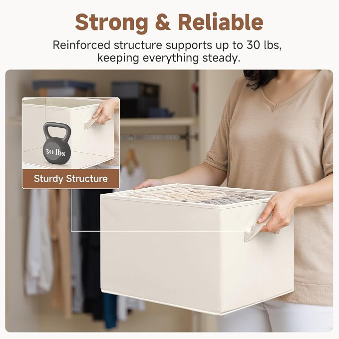 StorageWorks Fabric Closet Organizers and Storage Bin, Foldable Shelf Baskets - Image 7