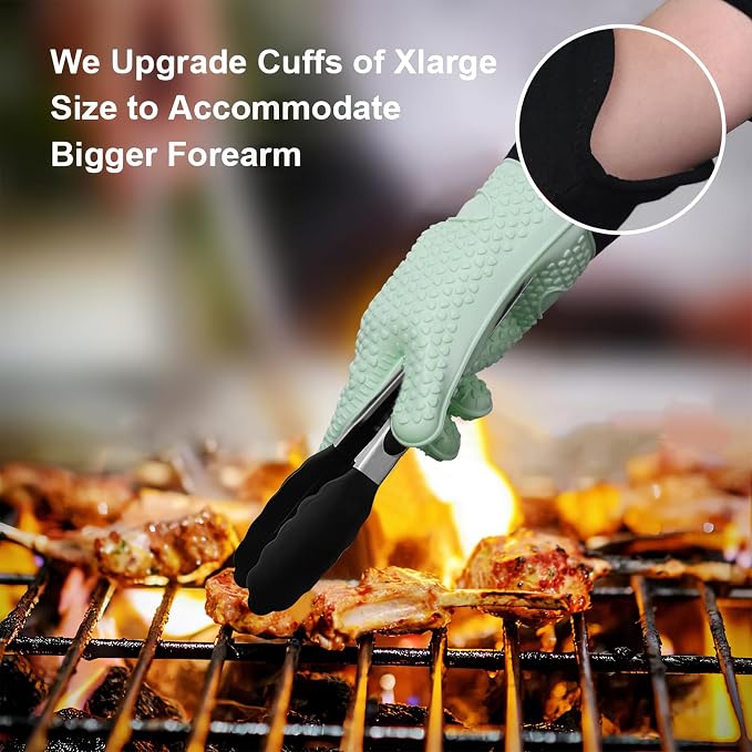 GEEKHOM BBQ Gloves Heat Resistant Oven Mitts - Image 2