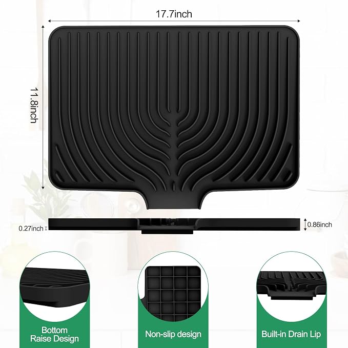 GUUKIN Dish Drying Mat, 17.7" x 11.8 " Drying Matt Kitchen Counter, Non-Slip - Image 3