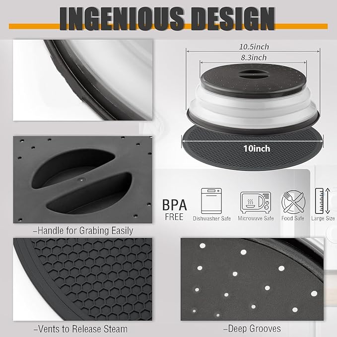 Microwave Splatter Cover & Silicone Mat – Collapsible, Reusable Food Guard and - Image 2